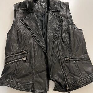 Black faux leather vest with zippers